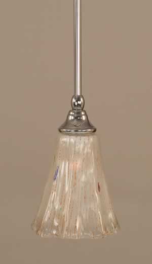 Stem Mini Pendant With Hang Straight Swivel Shown In Chrome Finish With 5.5" Fluted Frosted Crystal Glass