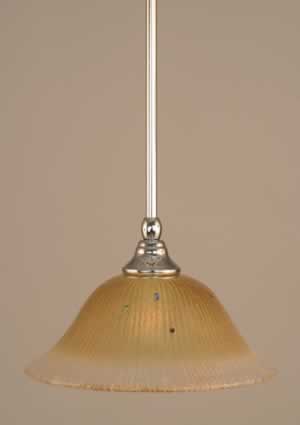 Stem Mini Pendant With Hang Straight Swivel Shown In Chrome Finish With 10" Amber Crystal Glass "