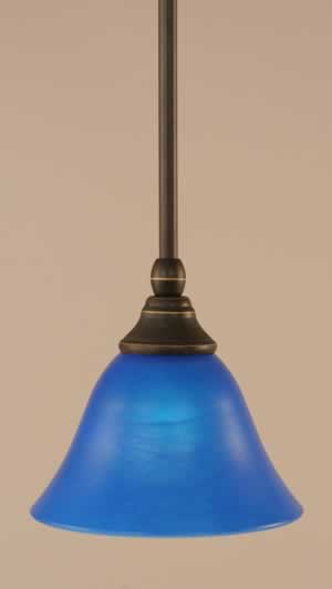 Stem Mini Pendant With Hang Straight Swivel Shown In Dark Granite Finish With 7" Blue Italian Glass