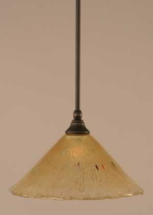 Stem Mini Pendant With Hang Straight Swivel Shown In Dark Granite Finish With 12" Amber Crystal Glass