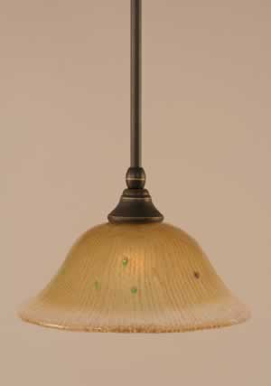 Stem Mini Pendant With Hang Straight Swivel Shown In Dark Granite Finish With 10" Amber Crystal Glass