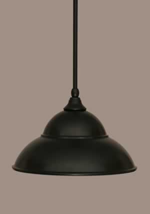 Stem Mini Pendant With Hang Straight Swivel Shown In Matte Black Finish With 13” Matte Black Double Bubble Metal Shade