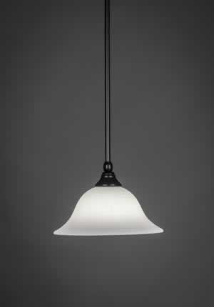 Stem Mini Pendant With Hang Straight Swivel Shown In Matte Black Finish With 10" White Linen Glass