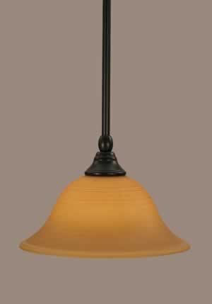Stem Mini Pendant With Hang Straight Swivel Shown In Matte Black Finish With 10" Cayenne Linen Glass