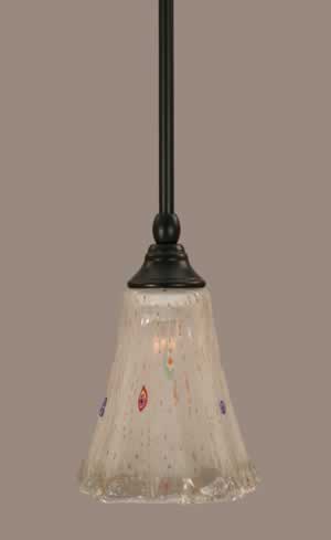 Stem Mini Pendant With Hang Straight Swivel Shown In Matte Black Finish With 5.5" Frosted Crystal Glass