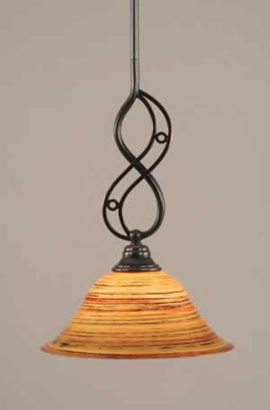 Jazz Mini Pendant With Hang Straight Swivel Shown In Black Copper Finish With 10" Firré Saturn Glass