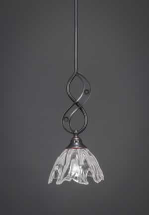 Jazz Mini Pendant With Hang Straight Swivel Shown In Black Copper Finish With 7" Italian Ice Glass