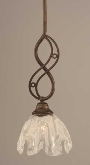 Jazz Mini Pendant With Hang Straight Swivel Shown In Bronze Finish With 7" Italian Ice Glass