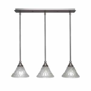 3 Light Multi Light Mini Pendant With Hang Straight Swivels Shown In Brushed Nickel Finish With 7" Italian Bubble Glass