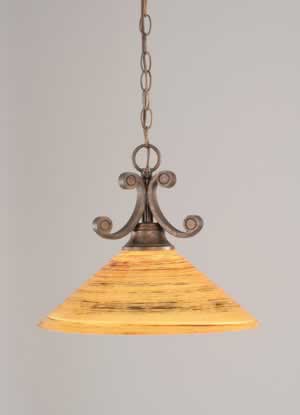 Curl Pendant Shown In Bronze Finish With 16" Firré Saturn Glass