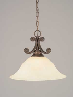 Curl Pendant Shown In Bronze Finish With 16" Amber Marble Glass