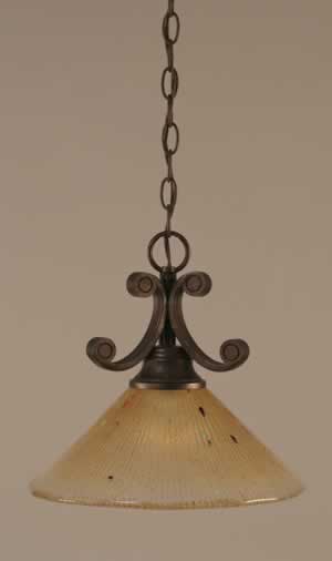 Curl Pendant Shown In Bronze Finish With 12" Amber Crystal Glass