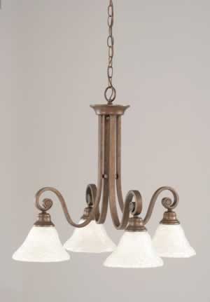Curl 4 Light Chandelier Shown In Bronze Finish With 7" Italian Bubble Glass