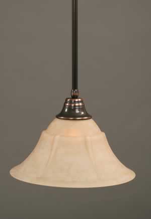 Stem Pendant With Hang Straight Swivel Shown In Black Copper Finish With 14" Italian Marble Glass