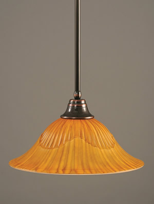 Stem Pendant With Hang Straight Swivel Shown In Black Copper Finish With 16" Tiger Glass