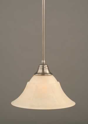 Stem Pendant With Hang Straight Swivel Shown In Brushed Nickel Finish With 14" Amber Marble Glass