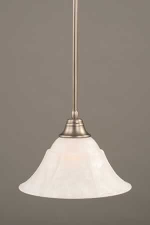 Stem Pendant With Hang Straight Swivel Shown In Brushed Nickel Finish With 14" White Marble Glass