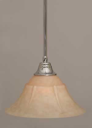 Stem Pendant With Hang Straight Swivel Shown In Chrome Finish With 14" Italian Marble Glass