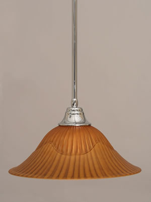 Stem Pendant With Hang Straight Swivel Shown In Chrome Finish With 16" Tiger Glass "