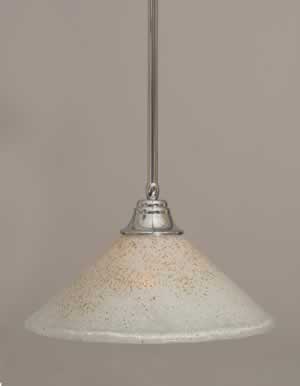 Stem Pendant With Hang Straight Swivel Shown In Chrome Finish With 16" Gold Ice Glass