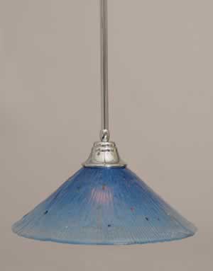Stem Pendant With Hang Straight Swivel Shown In Chrome Finish With 16" Teal Crystal Glass "