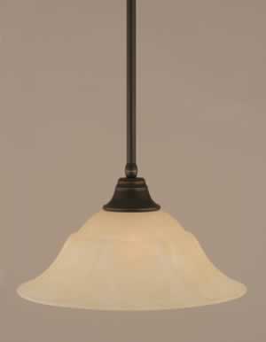 Stem Pendant With Hang Straight Swivel Shown In Dark Granite Finish With 16" Amber Marble Glass