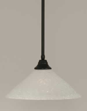 Stem Pendant With Hang Straight Swivel Shown In Matte Black Finish With 16" Italian Bubble Glass