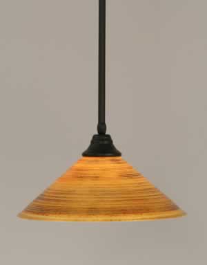 Stem Pendant With Hang Straight Swivel Shown In Matte Black Finish With 16" Firré Saturn Glass
