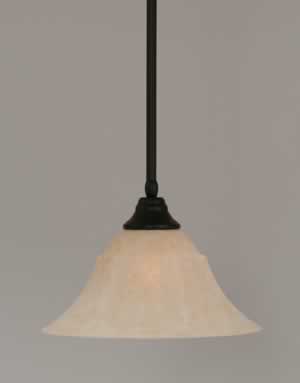 Stem Pendant With Hang Straight Swivel Shown In Matte Black Finish With 14" Amber Marble Glass