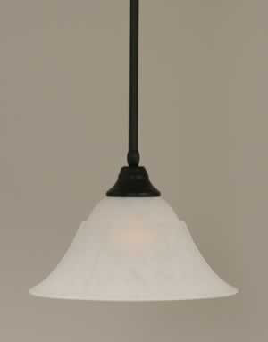 Stem Pendant With Hang Straight Swivel Shown In Matte Black Finish With 14" White Marble Glass