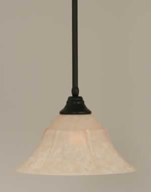 Stem Pendant With Hang Straight Swivel Shown In Matte Black Finish With 14" Italian Marble Glass