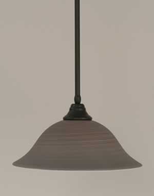 Stem Pendant With Hang Straight Swivel Shown In Matte Black Finish With 16" Gray Linen Glass