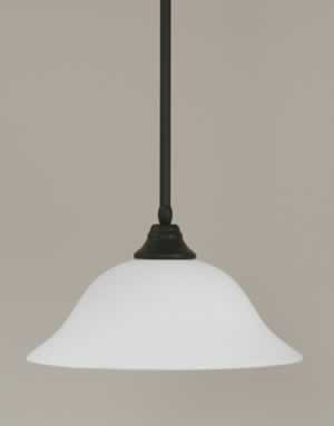 Stem Pendant With Hang Straight Swivel Shown In Matte Black Finish With 16" White Linen Glass