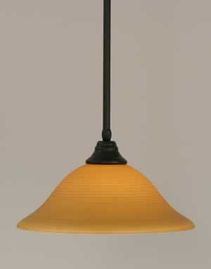 Stem Pendant With Hang Straight Swivel Shown In Matte Black Finish With 16" Cayenne Linen Glass