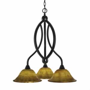 Bow 3 Light Chandelier Shown In Black Copper Finish With 10" Firré Saturn Glass