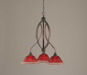 Bow 3 Light Chandelier Shown In Black Copper Finish With 10" Raspberry Crystal Glass