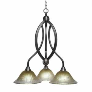 Bow 3 Light Chandelier Shown In Brushed Nickel Finish With 10" Amber Crystal Glass
