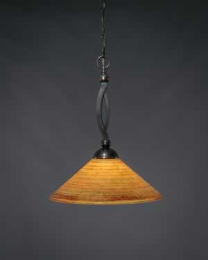 Bow Pendant Shown In Black Copper Finish With 16" Firré Saturn Glass