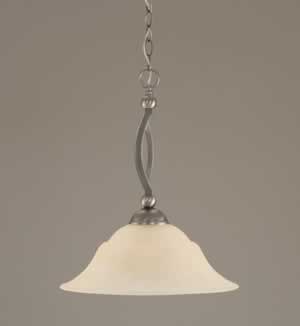Bow Pendant Shown In Brushed Nickel Finish With 16" Amber Marble Glass