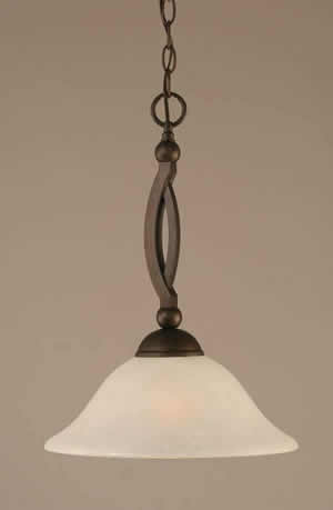 Bow Pendant Shown In Bronze Finish With 12" White Marble Glass