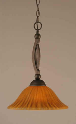 Bow Pendant Shown In Bronze Finish With 12" Tiger Glass