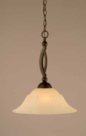 Bow Pendant Shown In Bronze Finish With 16" Amber Marble Glass