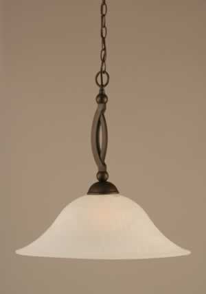 Bow Pendant Shown In Bronze Finish With 20" White Alabaster Glass