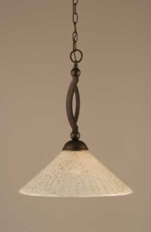 Bow Pendant Shown In Bronze Finish With 16" Gold Ice Glass