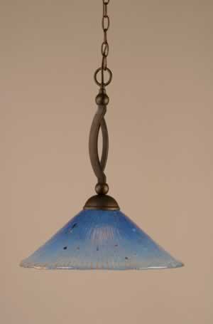 Bow Pendant Shown In Bronze Finish With 16" Teal Crystal Glass