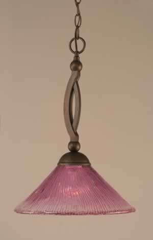 Bow Pendant Shown In Bronze Finish With 12" Wine Crystal Glass