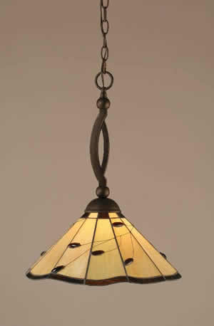 Bow Pendant Shown In Bronze Finish With 16" Autumn Leaves Tiffany Glass