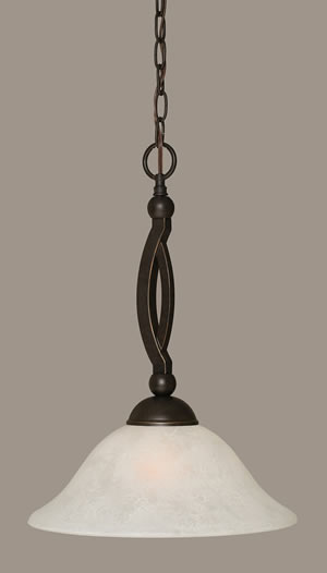 Bow Pendant Shown In Dark Granite Finish With 12" White Marble Glass