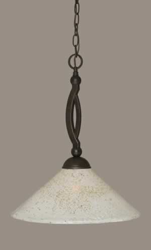 Bow Pendant Shown In Dark Granite Finish With 16" Gold Ice Glass