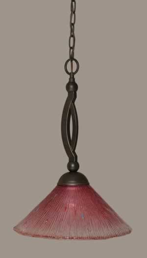 Bow Pendant Shown In Dark Granite Finish With 12" Wine Crystal Glass